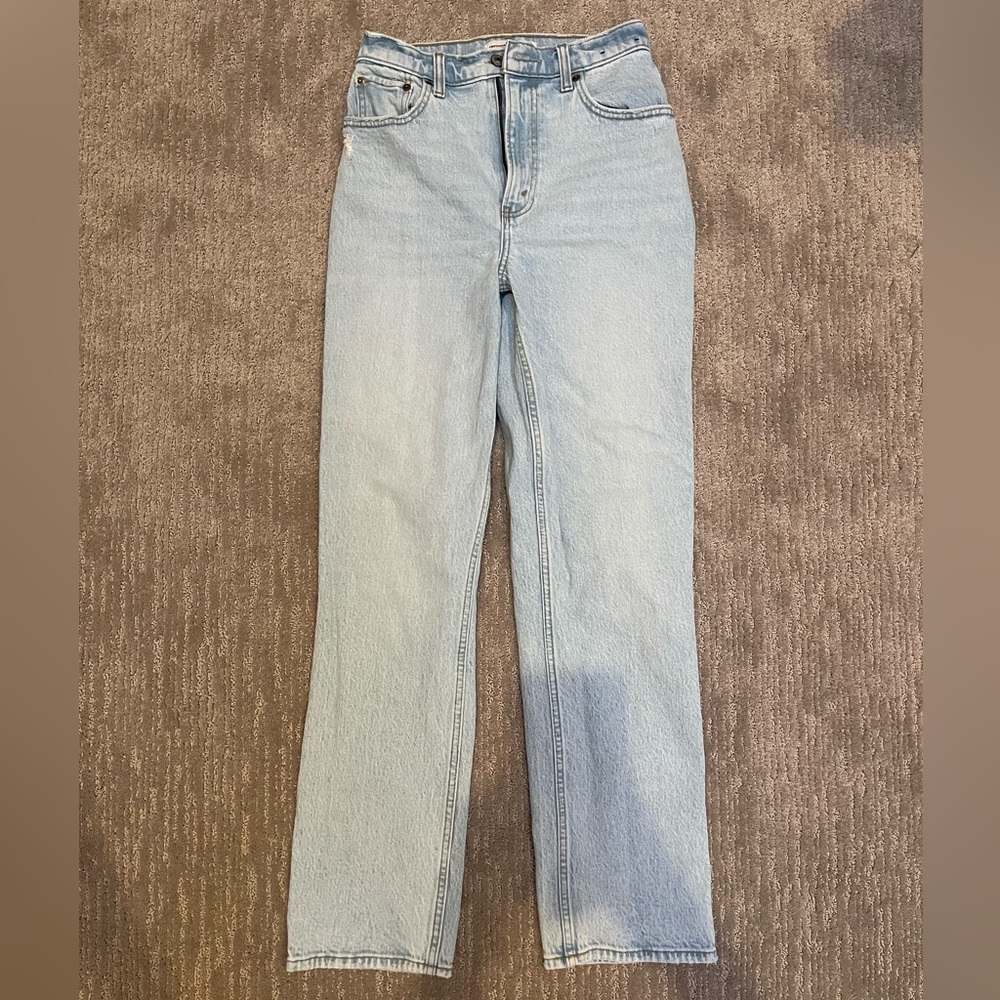 Abercrombie & Fitch Light Blue Straight Leg Jeans Curve Love